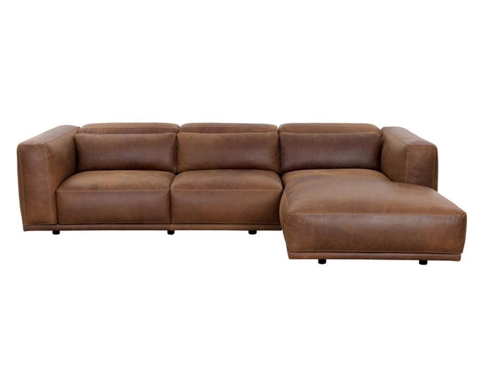 BEAU SOFA CHAISE - RAF - LUCIA TOBACCO LEATHER by Sunpan