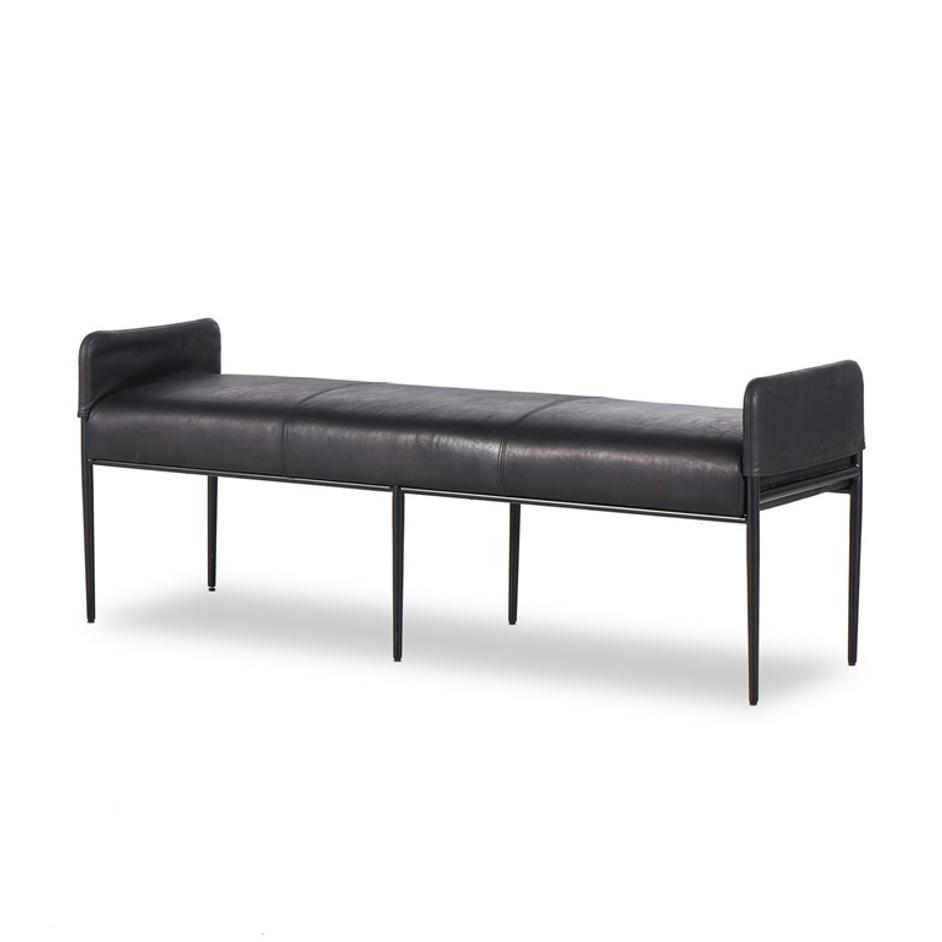 Brickel Backless Bench In Heirloom Black by Four Hands