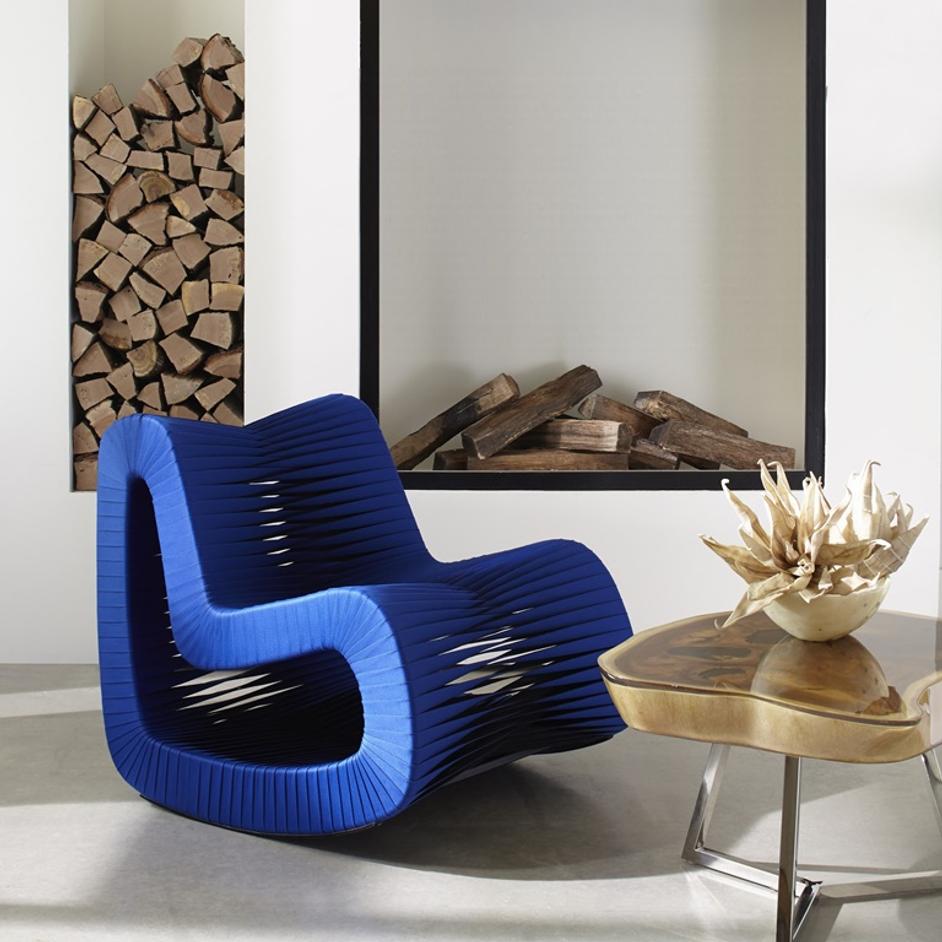 Seat Belt Rocking Chair, Blue/Black by PHILLIPS COLLECTION