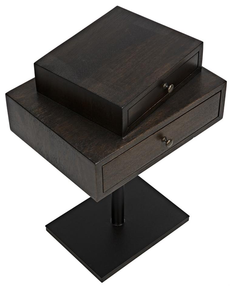 Enola Side Table, Ebony Walnut with Steel Base by Noir Furniture