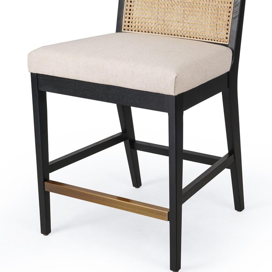 Antonia Cane Armless Bar + Counter Stool - Savile Flax by Four Hands