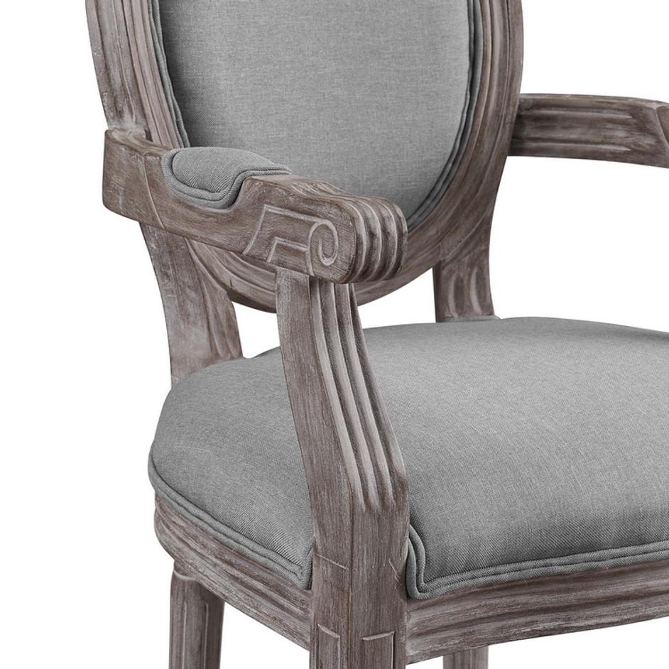 Lida Vintage French Upholstered Fabric Dining Armchair In Light Gray by Modway Furniture