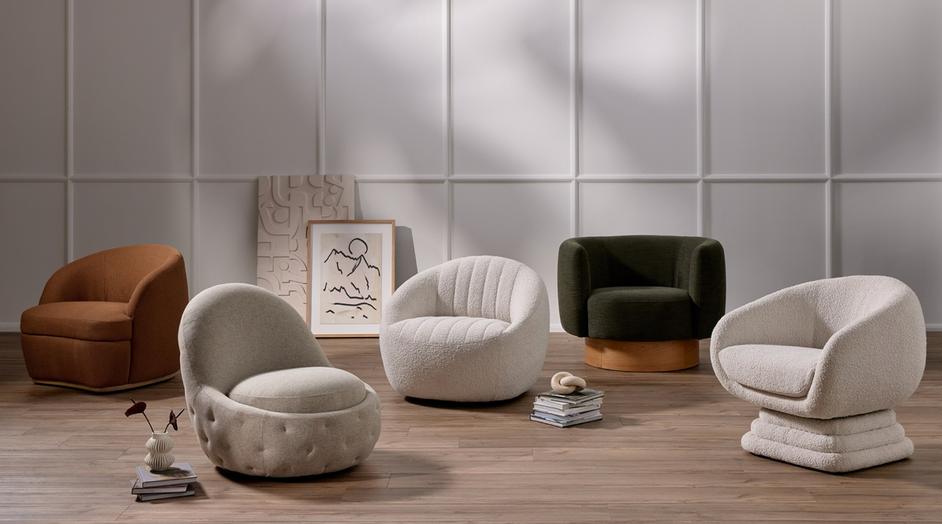 Calista Swivel Chair In Atlantis Moss by FOUR HANDS