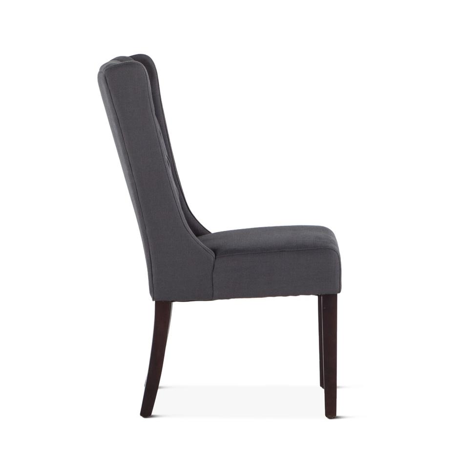 Lara Dark Gray Linen Dining Chair with Dark Walnut Legs by Home Trends & Design
