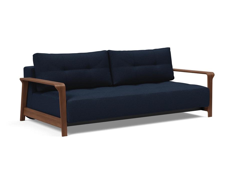 RAN D.E.L. SOFA BED in MIXED DANCE BLUE FABRIC WITH Dark wood LEGS 528 by INNOVATION USA