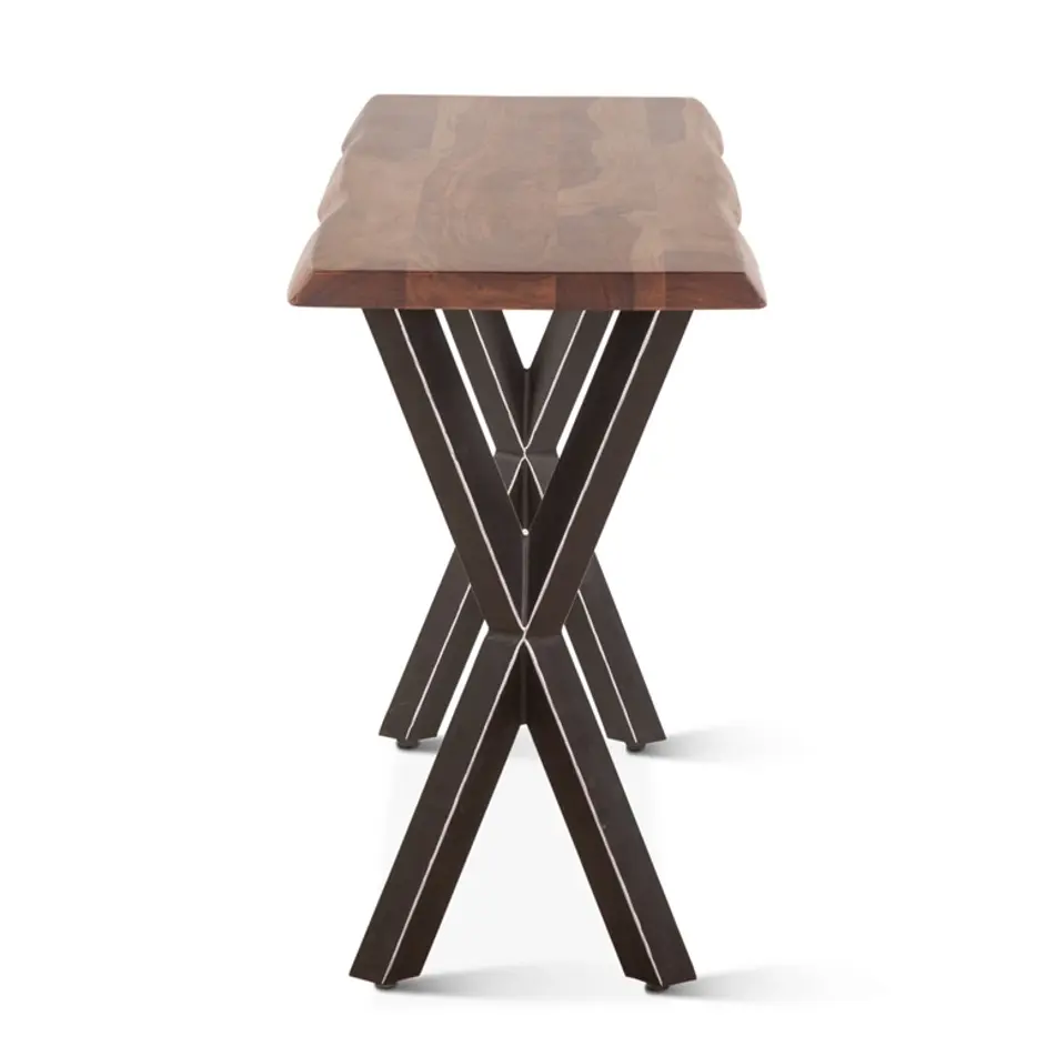 Brisbane 58" Sheesham Wood and Iron Console Table, Natural by Home Trends & Design