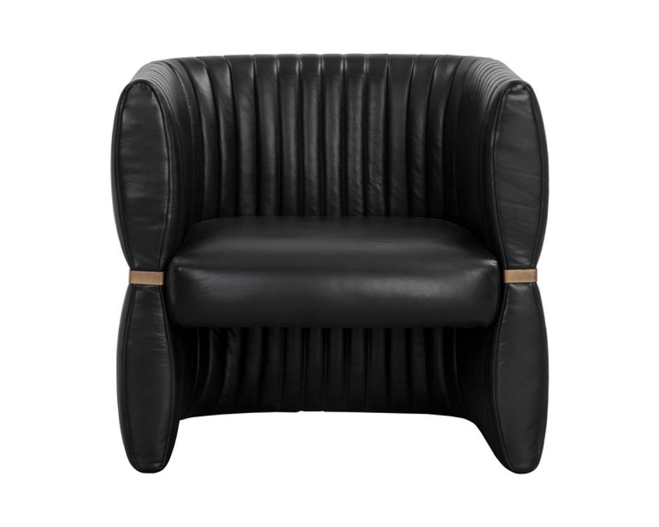 TRYOR LOUNGE CHAIR - VINTAGE BLACK NIGHT LEATHER by Sunpan