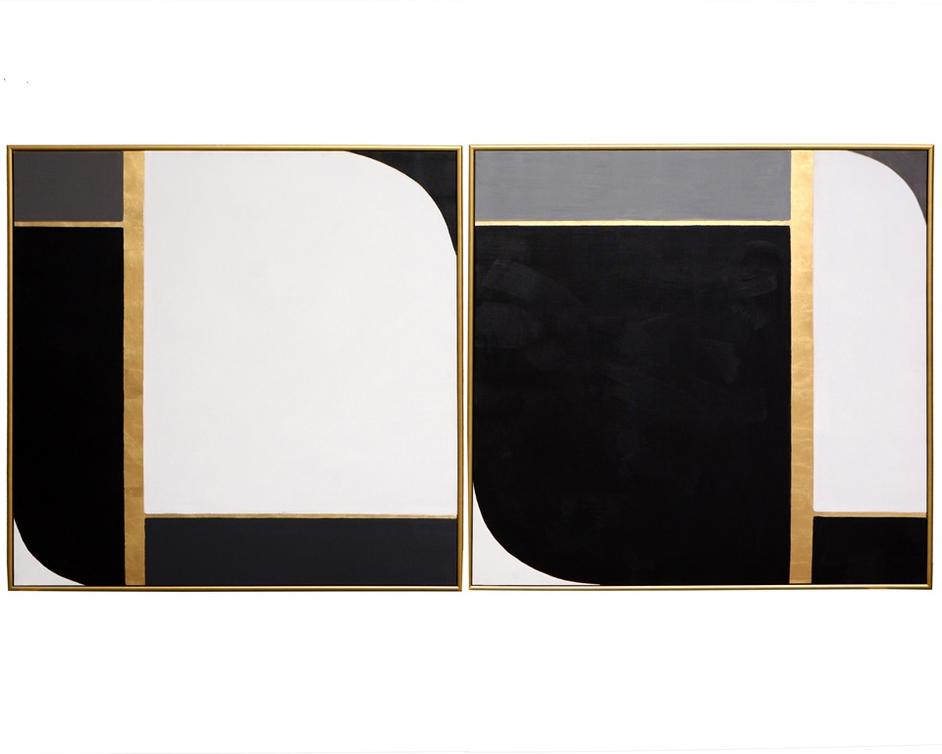 Double Exposure (set Of 2) - 48" X 48" - Gold Floater Frame by Sunpan