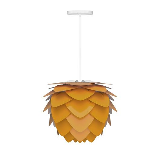 Aluvia Mini Hardwired Pendant in Saffron with White Cord by UMAGE