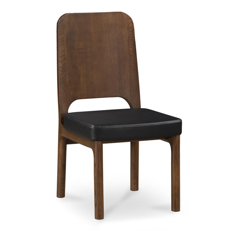 Kerr Dining Chair Walnut Stained Black Vegan Leather-Set Of Two by Moes Home