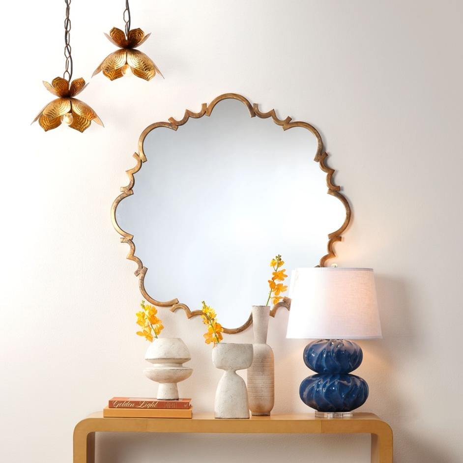 Flowering Lotus Iron Pendant, Antique Gold, Small by Jamie Young