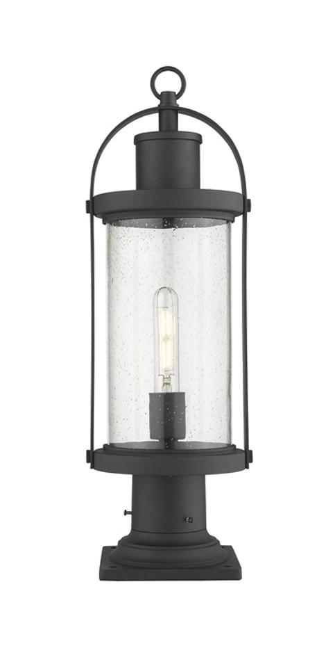 Roundhouse 1 Light Outdoor Pier Mounted Fixture in Black Finish by Z-Lite