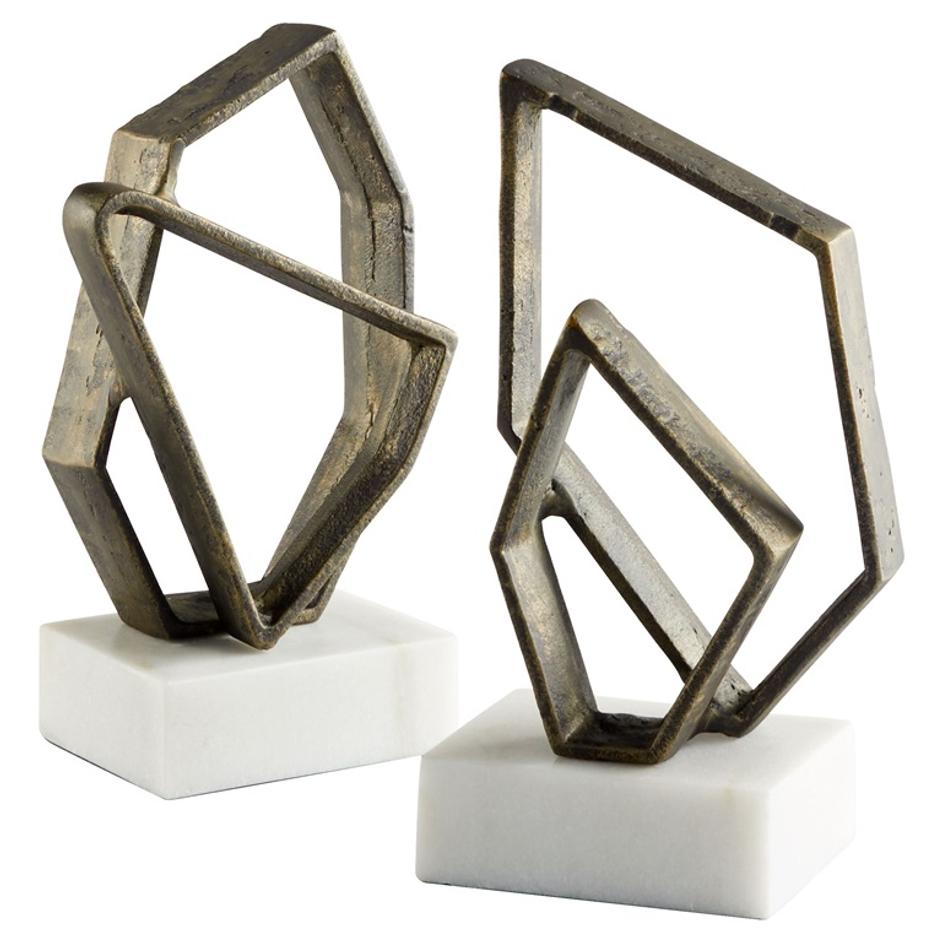 Euclid Bookends|Wht|Brnz by Cyan Design