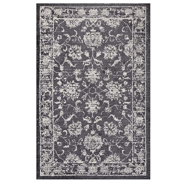 Maxton Distressed Floral Lattice 8X10 Area Rug In Dark Gray And Ivory by Modway Furniture