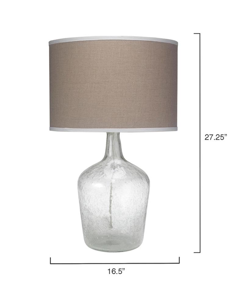 Plum Jar Glass Table Lamp with Linen Shade, Clear by Jamie Young