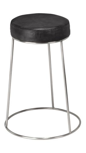  Henry Round Leather Counter Stool, Charcoal by Jamie Young