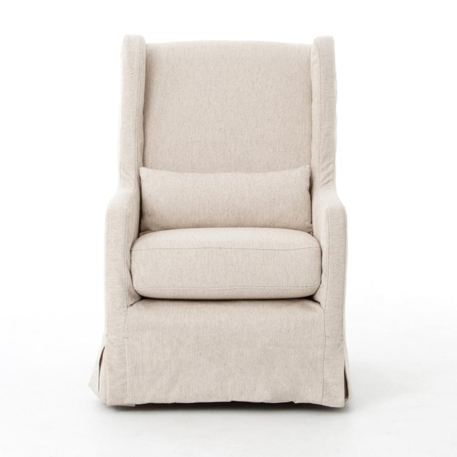Swivel Wing Chair In Jette Linen by FOUR HANDS