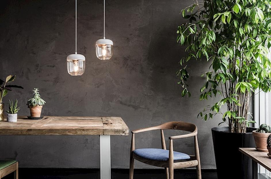 Acorn White and Copper Plug-In Pendant with LED Bulb by UMAGE