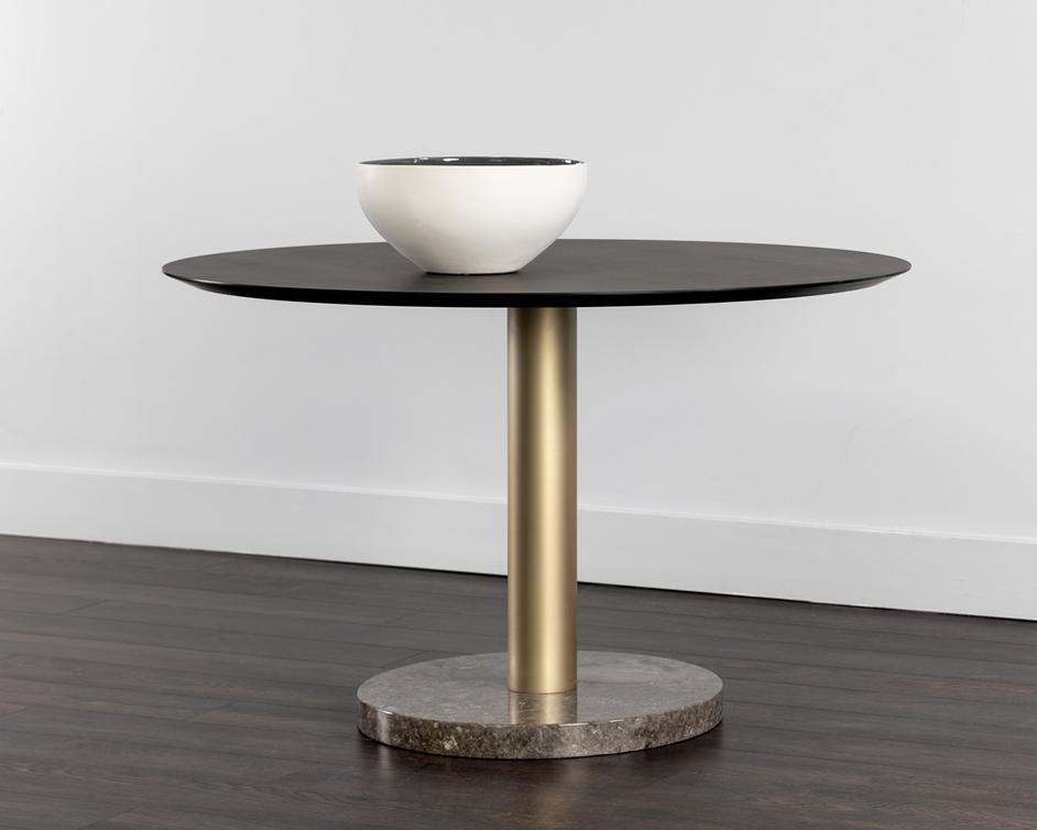 Monaco Dining Table - Gold - Grey Marble / Charcoal Grey - 48" by Sunpan