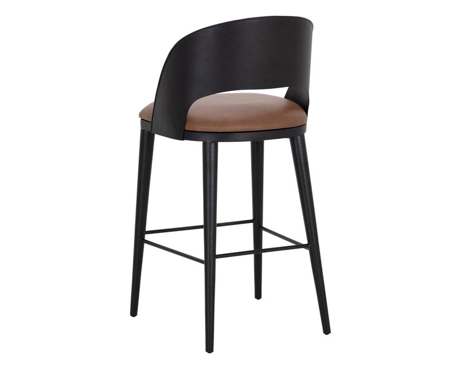 DEZIRAE BARSTOOL - BLACK - COGNAC LEATHER by Sunpan
