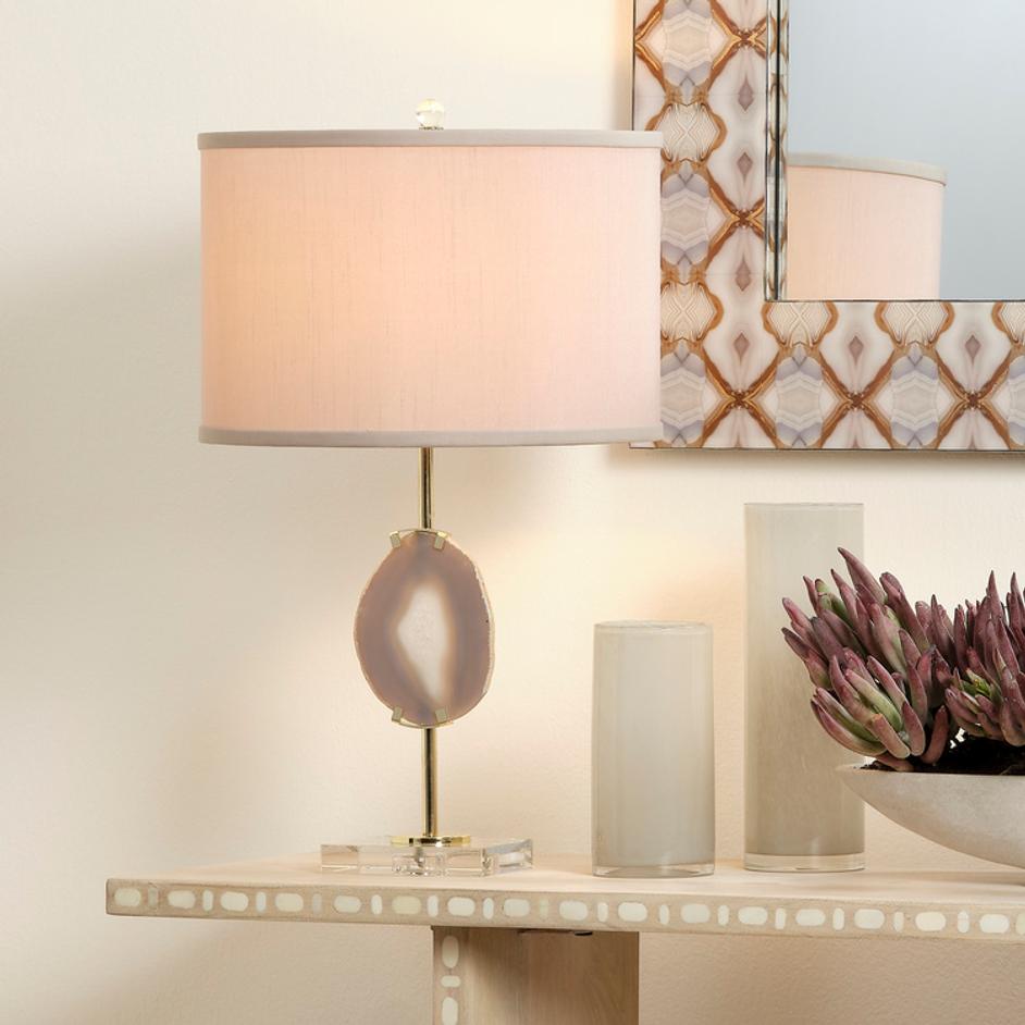 Agate Slice Table Lamp with Linen Shade by Jamie Young