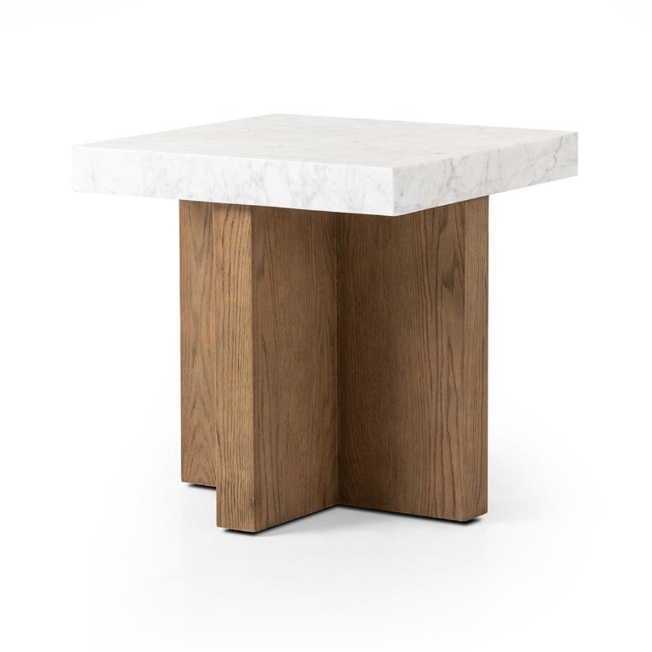 Bellamy End Table In White Carrera Marble by Four Hands