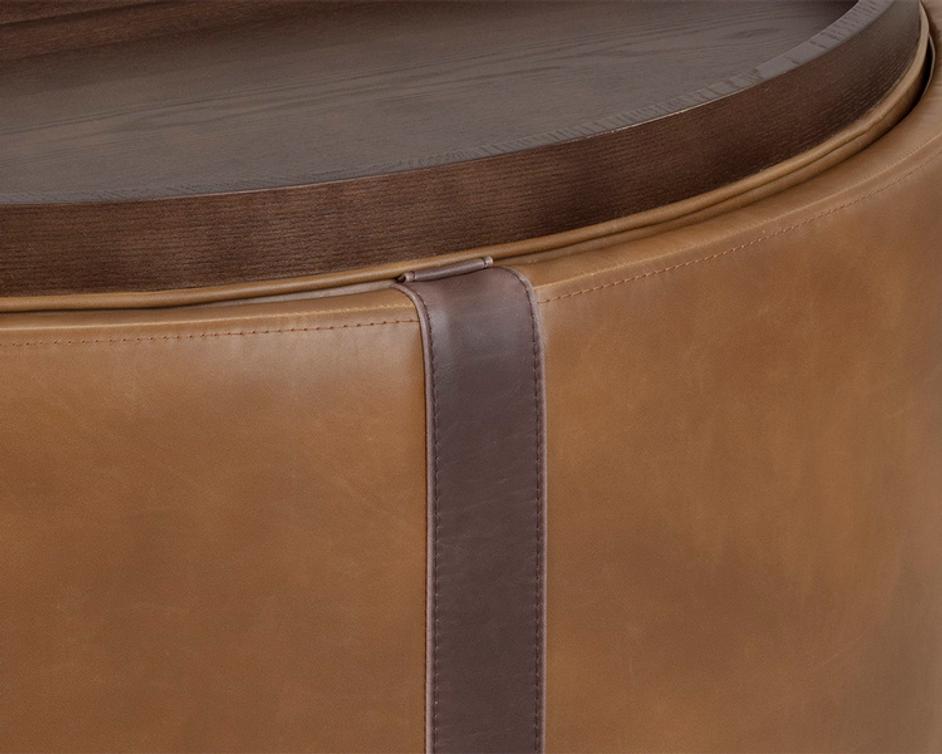 BORELLI WHEELED STORAGE OTTOMAN - TOBACCO TAN / AUTUMN CHESTNUT by Sunpan