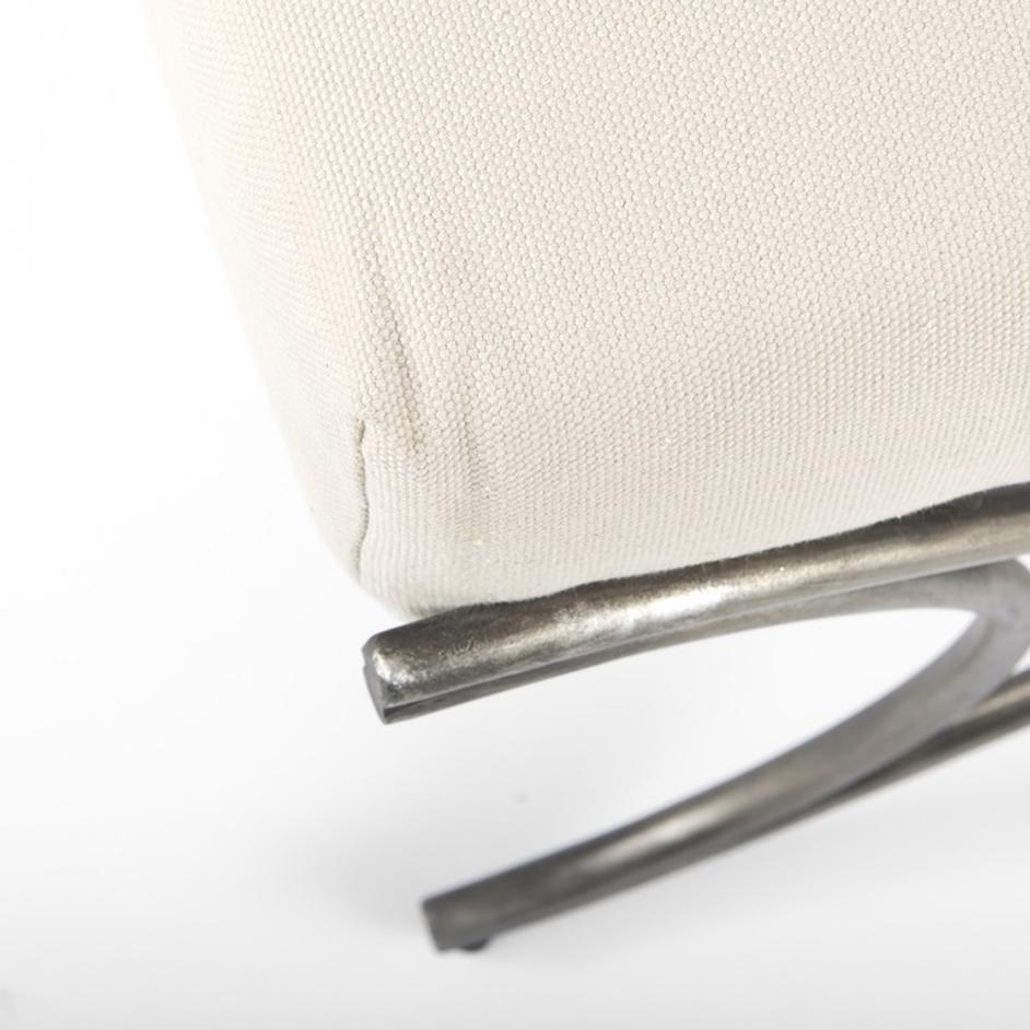 Ayla 55L x 17.6W x 18H Cream Fabric Seat W/ Antique Nickel Frame Bench by Mercana