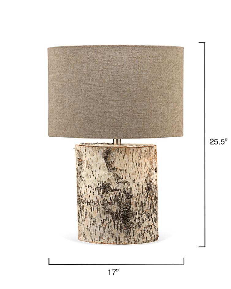 Forrester Birch Wood Table Lamp with Linen Shade by Jamie Young