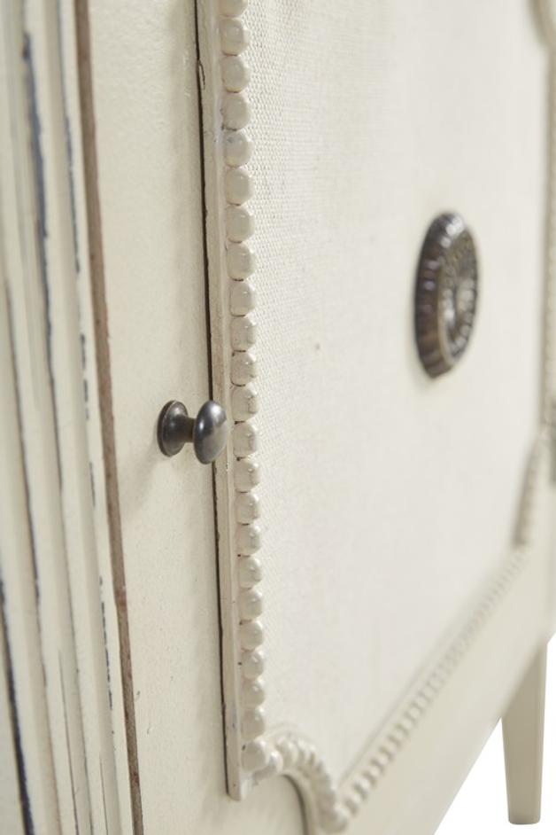 Linen & Beaded Front End Table by Furniture Classics