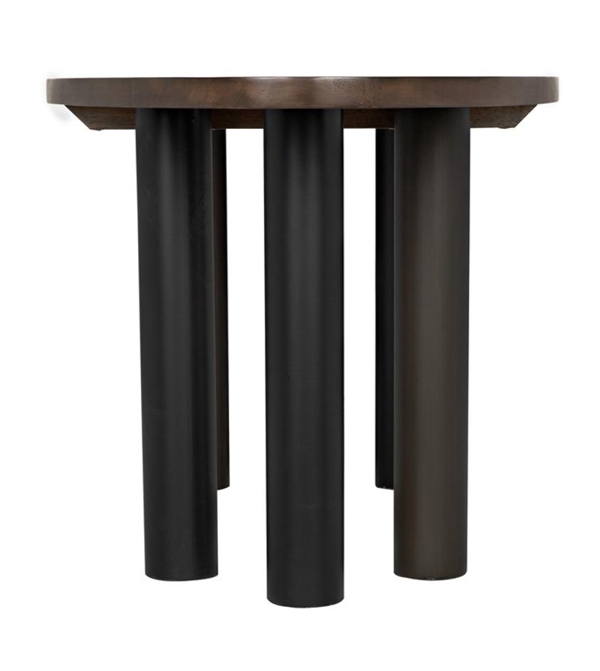 Journal Oval Dining Table, Dark Walnut with Black & Aged Brass Steel Base by Noir Furniture