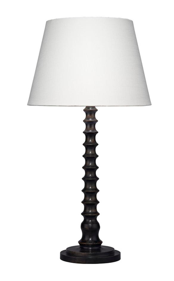 Revolution Wood Table Lamp with Linen Shade, Black by Jamie Young