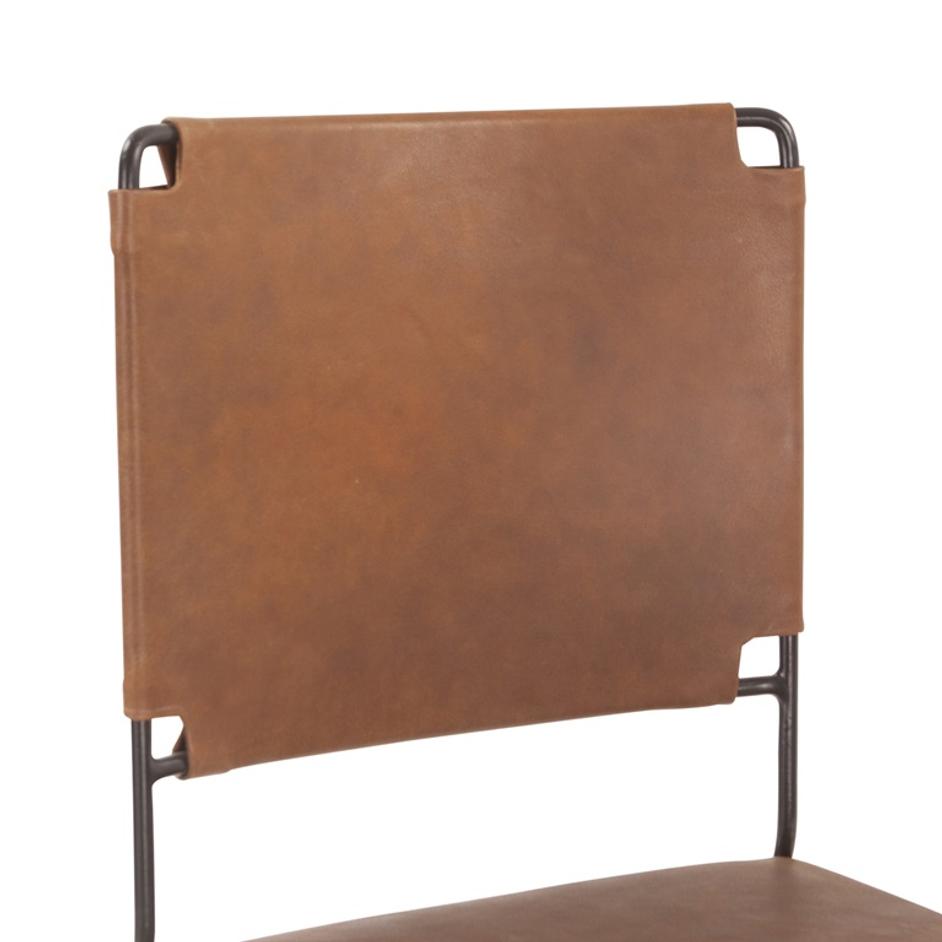 New York 17" Buffalo Leather and Iron Dining Chair, Brown by Home Trends & Design