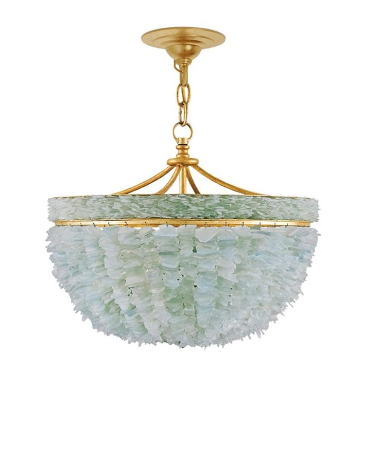 Bayou Pendant In Contemporary Gold Leaf & Seaglass by Currey & Company