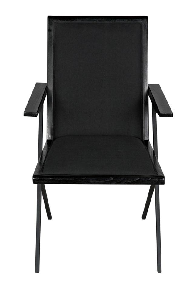 Henderson Sungkai/Mindi and Industrial Steel Chair in Charcoal Black with Black Cotton Fabric by Noir Furniture