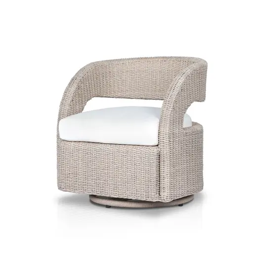 Hawkins Outdoor Swivel Chair in Vintage White by FOUR HANDS