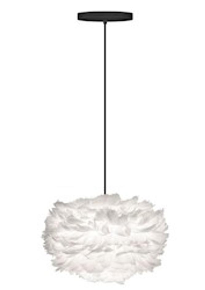 Eos Mini Hardwired Pendant in White with Black Cord by UMAGE