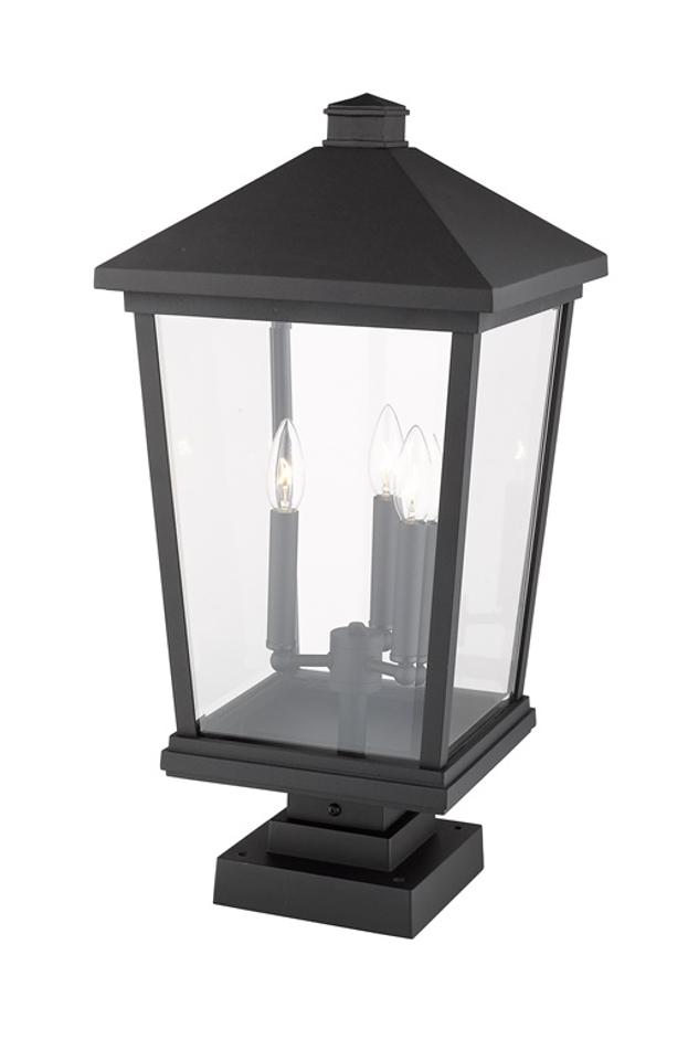 Beacon 3 Light Outdoor Pier Mounted Fixture in Black Finish by Z-Lite