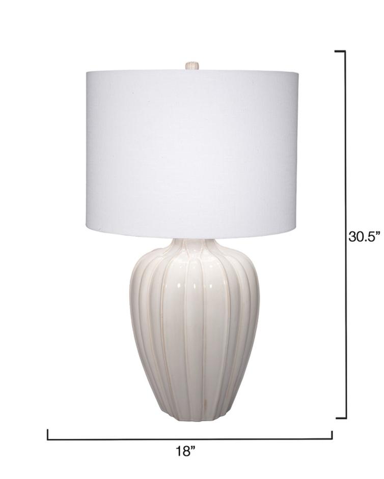 Seraphina Ceramic Table Lamp with Linen Shade by Jamie Young