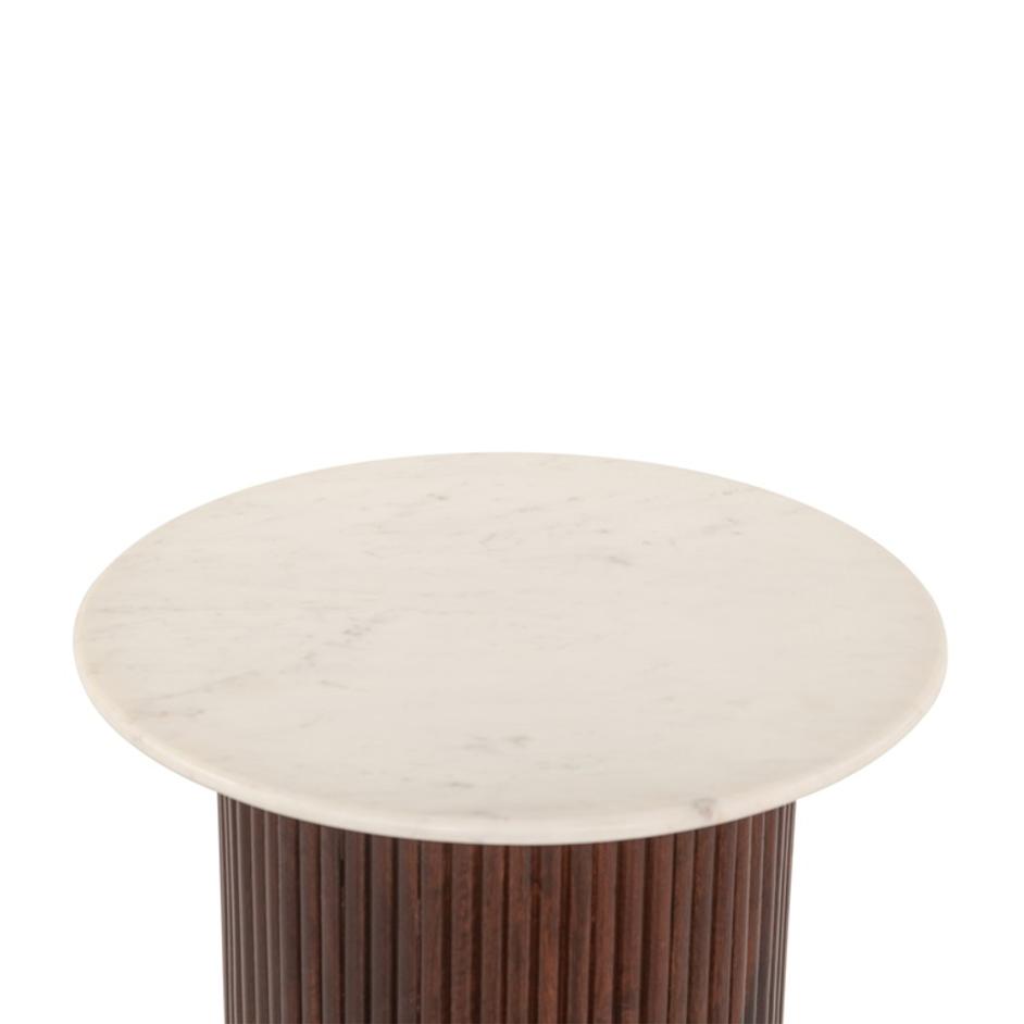 Amalfi 22" Mango Wood and White Marble Side Table by Home Trends & Design