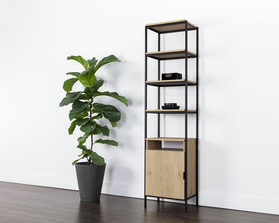 AMBROSE MODULAR BOOKCASE - SMALL - RUSTIC OAK - BLACK by Sunpan