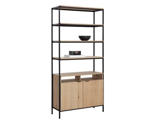 AMBROSE MODULAR BOOKCASE - LARGE - RUSTIC OAK - BLACK by Sunpan
