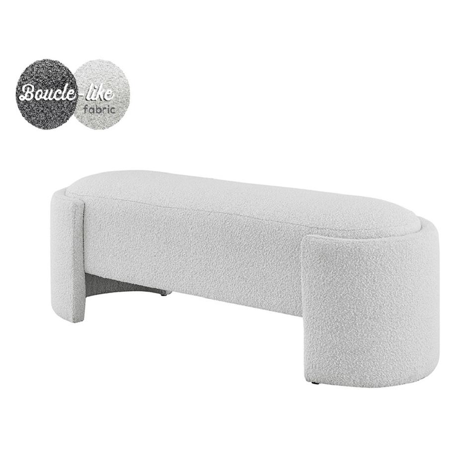 Felicia Fabric Bench, Boucle Beige by New Pacific Direct