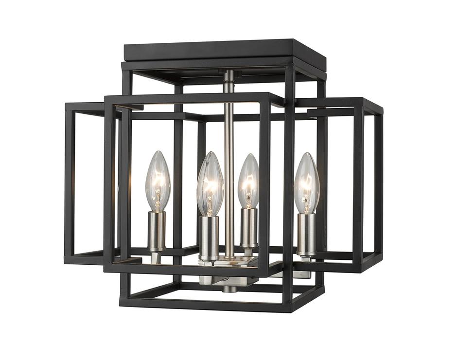 Titania 4 Light Flush Mount in Black + Brushed Nickel Finish by Z-Lite