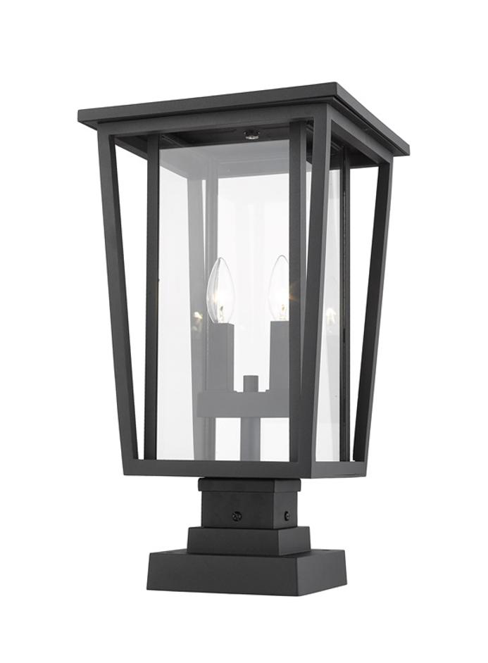 Seoul 2 Light Outdoor Pier Mounted Fixture in Black Finish by Z-Lite