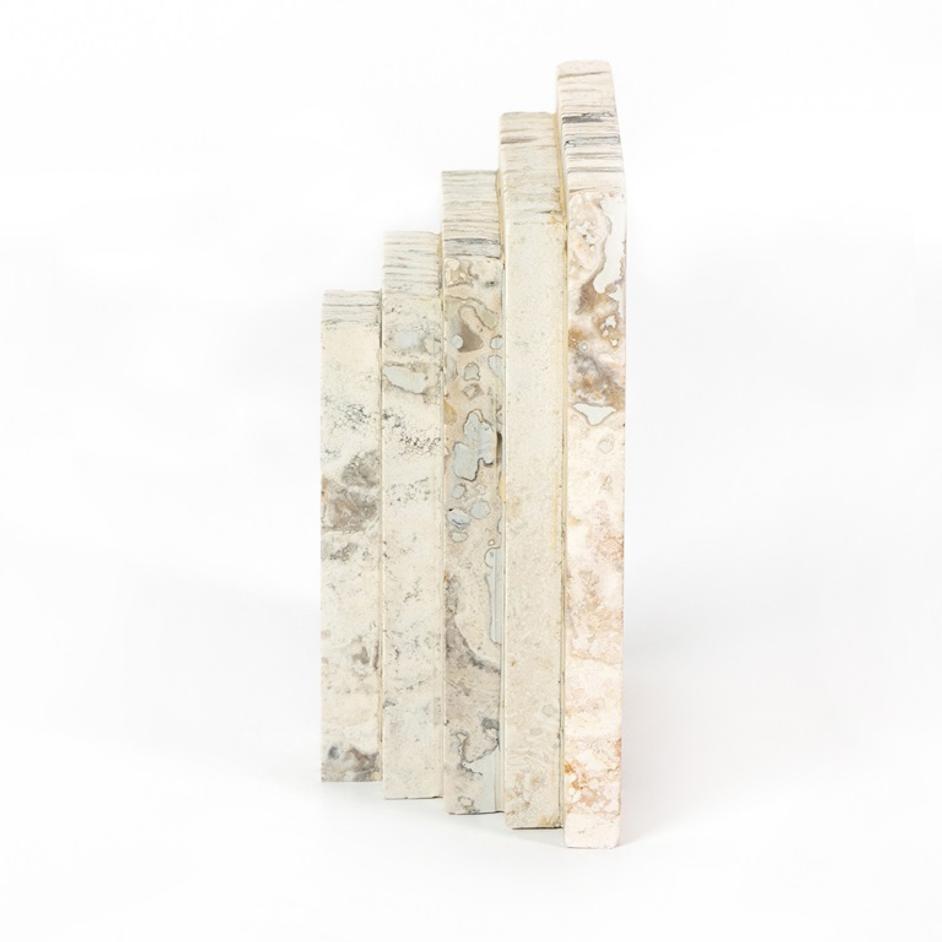 Stepped Bookends In White Travertine by FOUR HANDS