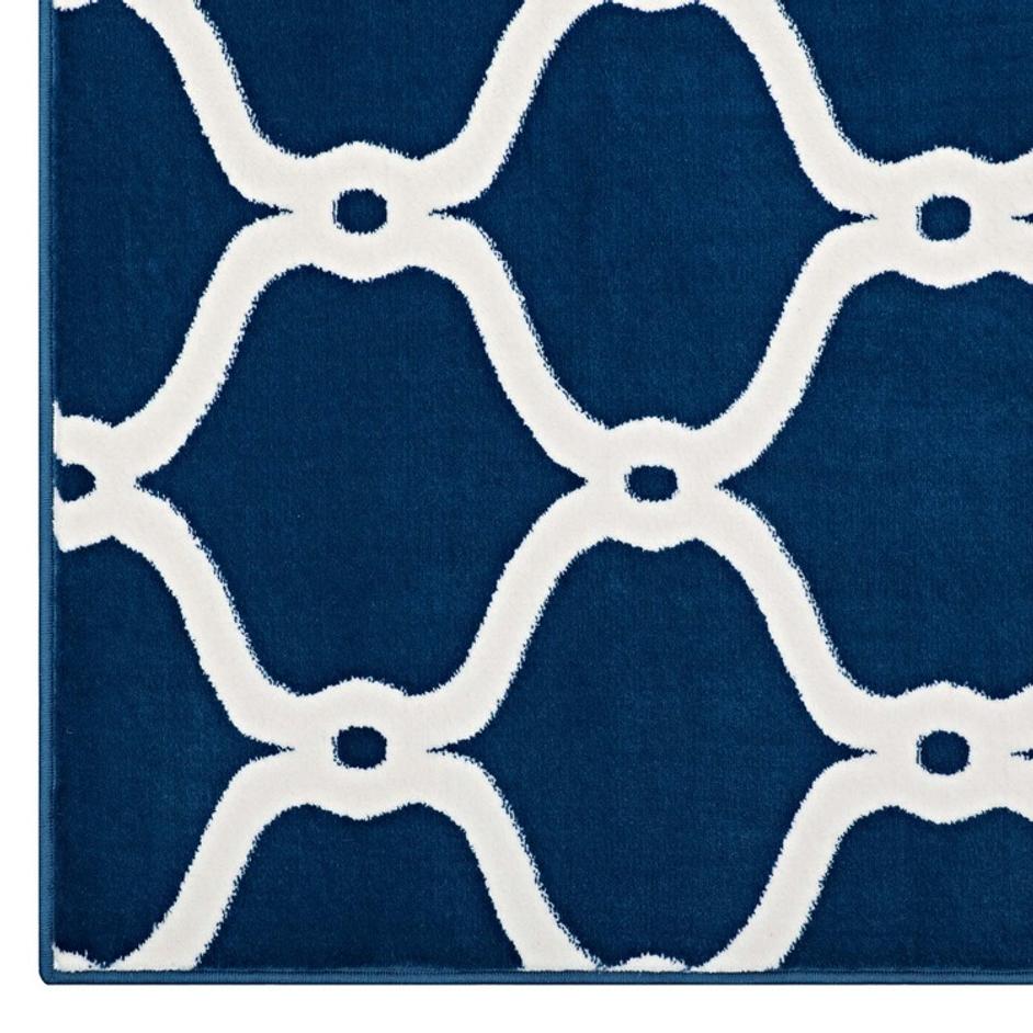 Barrett Chain Link Transitional Trellis 5X8 Area Rug In Moroccan Blue And Ivory by Modway Furniture