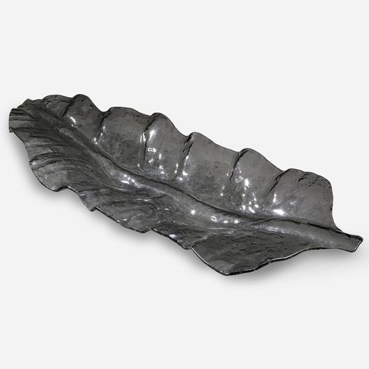 Smoked Leaf Glass Tray by Uttermost