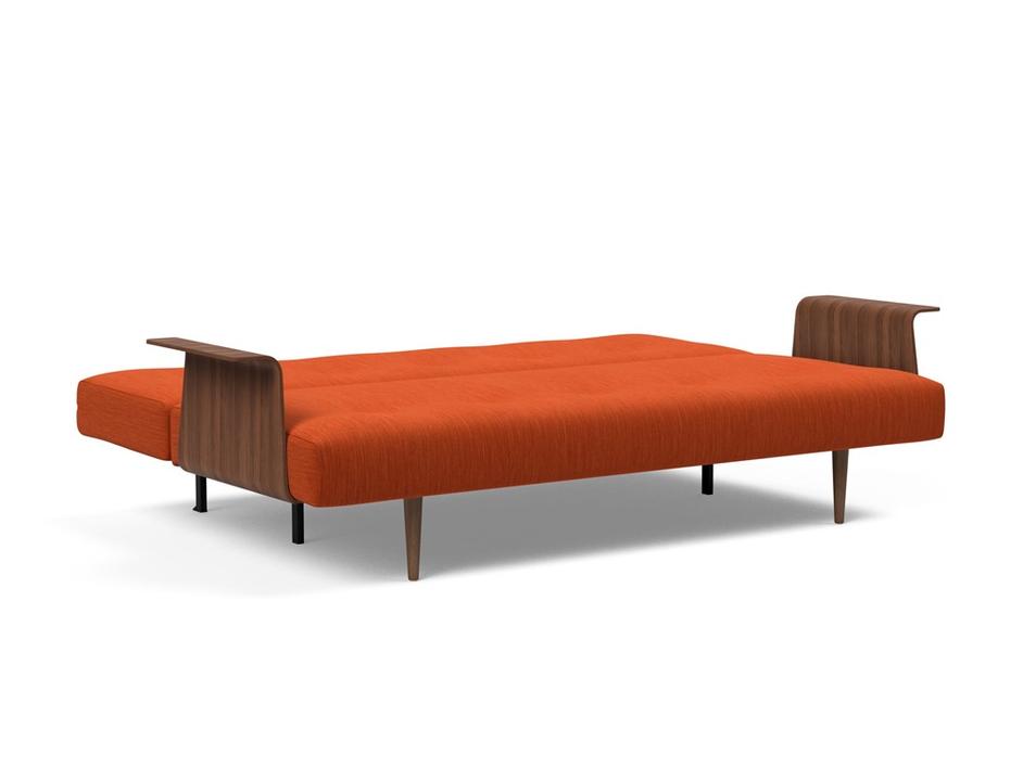 RECAST PLUS SOFABED W/ARMS in ELEGANCE PAPRIKA FABRIC WITH Dark wood LEGS 506 by INNOVATION USA