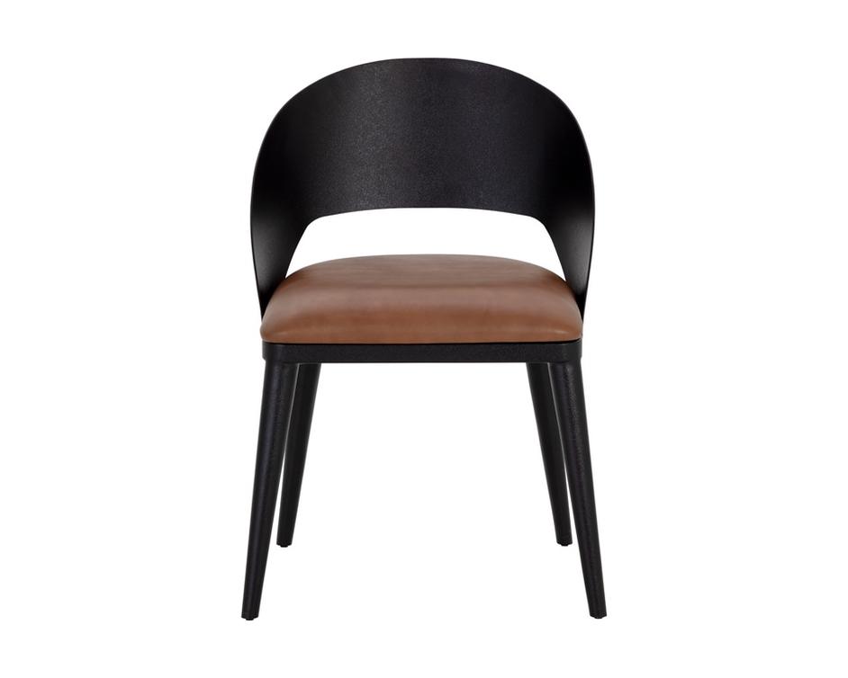 DEZIRAE DINING CHAIR - BLACK - COGNAC LEATHER by Sunpan